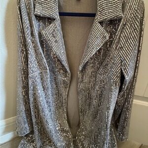 Elegant Silver Sequin Women's Blazer
